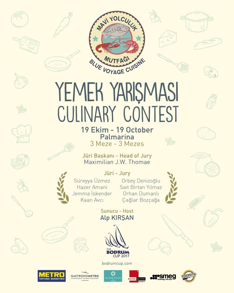 BodrumCup's tweet photo. “Mavi Yolculuk Mutfağı” Yemek Yarışması Allium Villas Resort, Bodrum Mutfak, Gastronometro sponsorluğunda başlıyor! #TheBodrumCup https://t.co/MGdzrkuV1z