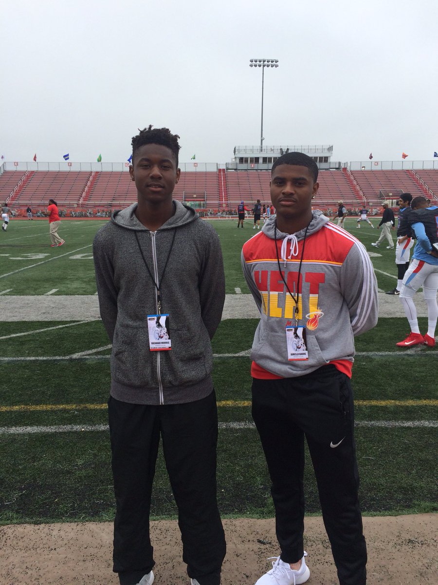 JHHSFootball's tweet photo. Two of our finest, Enjoying their visit at Delaware State today @R_Morris2 @DJames_01 https://t.co/DBK621ns0w