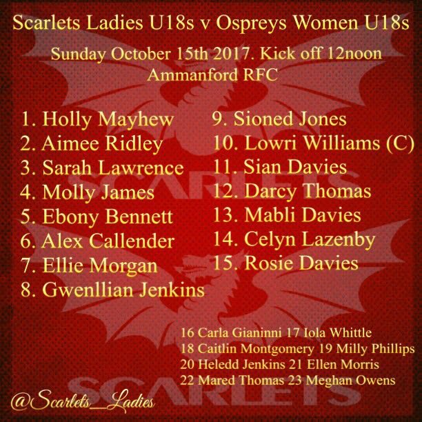 Scarlets_Ladies's tweet photo. TEAM ANNOUNCEMENT:

@Scarlets_Ladies U18s team selected to play @ospreys_women in the WRU Womens U18s Regional Championship #ynypac 🏉 https://t.co/icatCuNNXZ