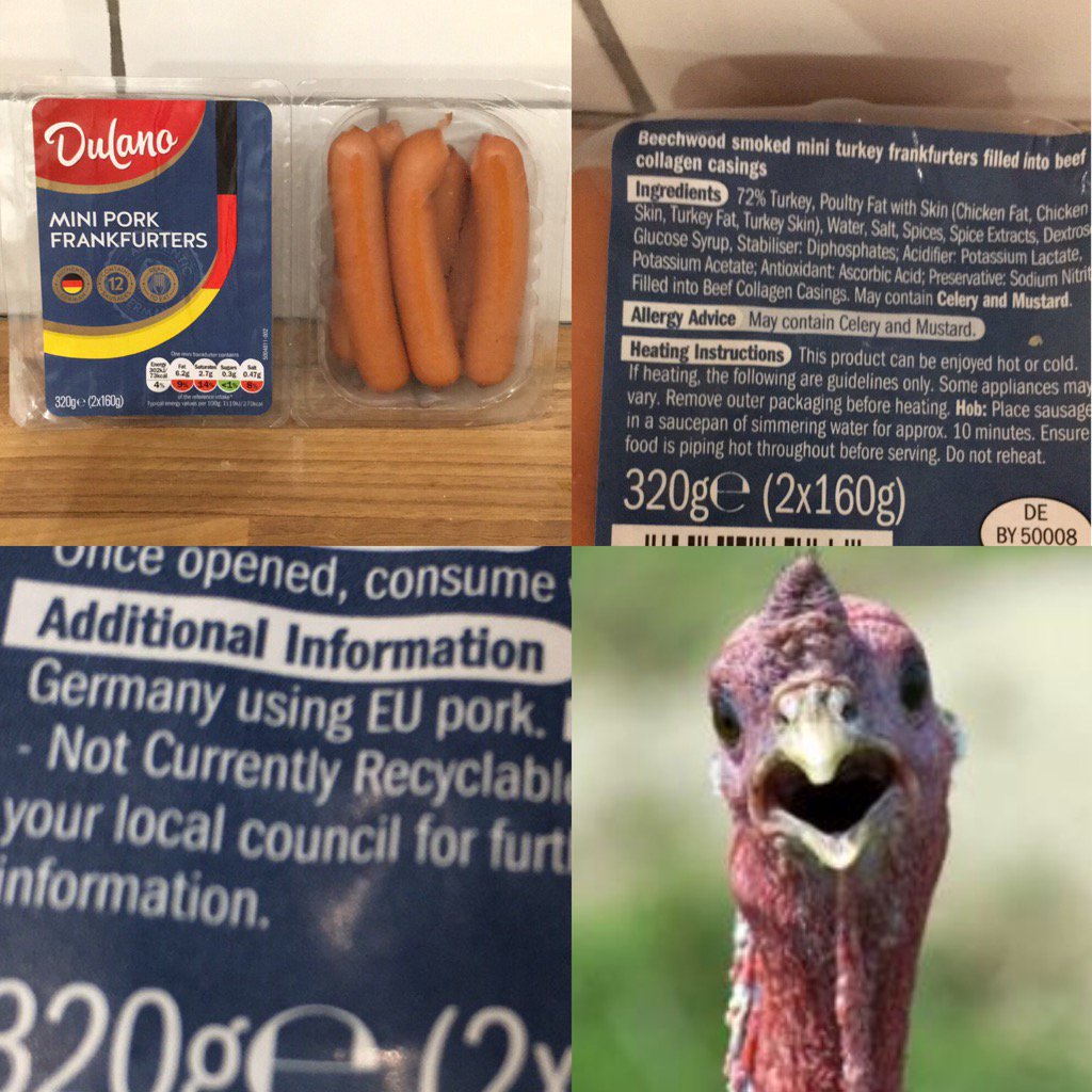 bugs_den's tweet photo. @LidlUK can't wait to eat my Pork frankfurters 🦃🦃🦃🙊 https://t.co/vm4VUmZcQn