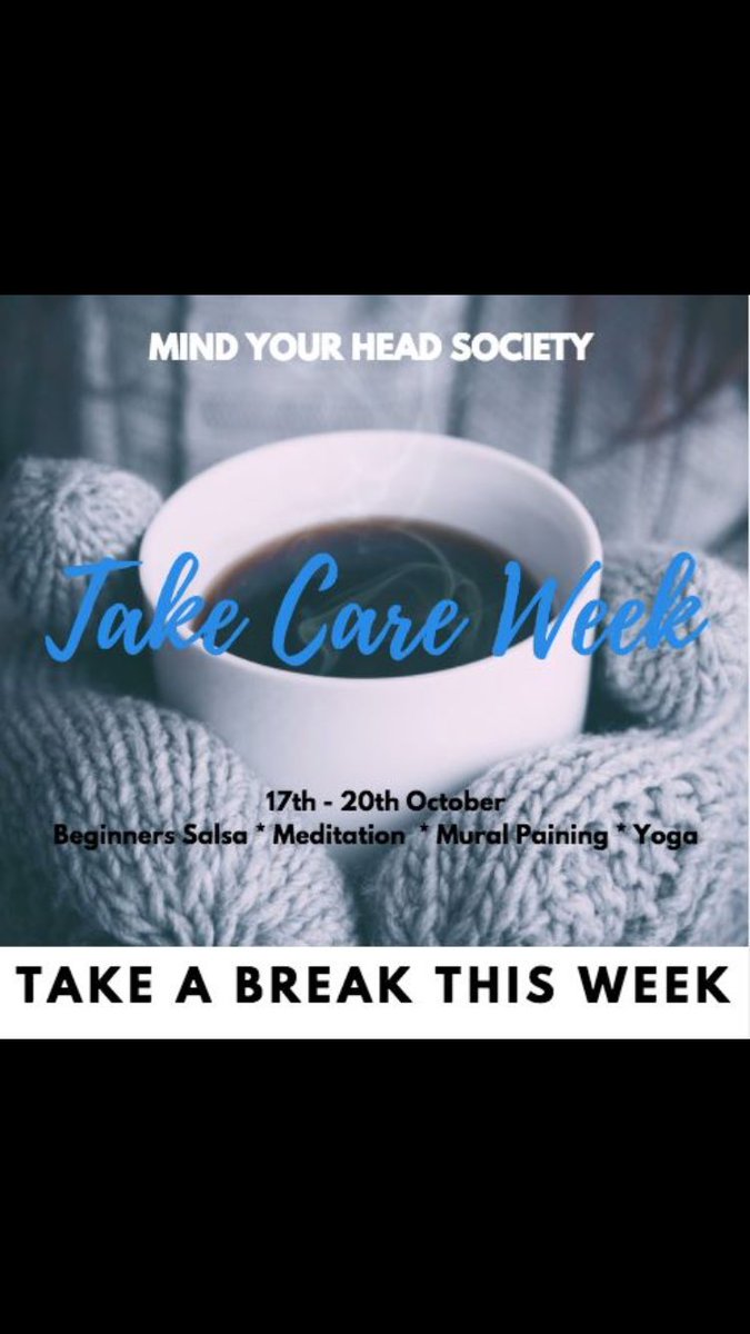 Next Week, its Take Care Week!

Mind Your Head have some wonderful activities organised, including Meditation and Yoga, for our lovely members to relax and take a break from work and busy deadlines! 

MYH love x