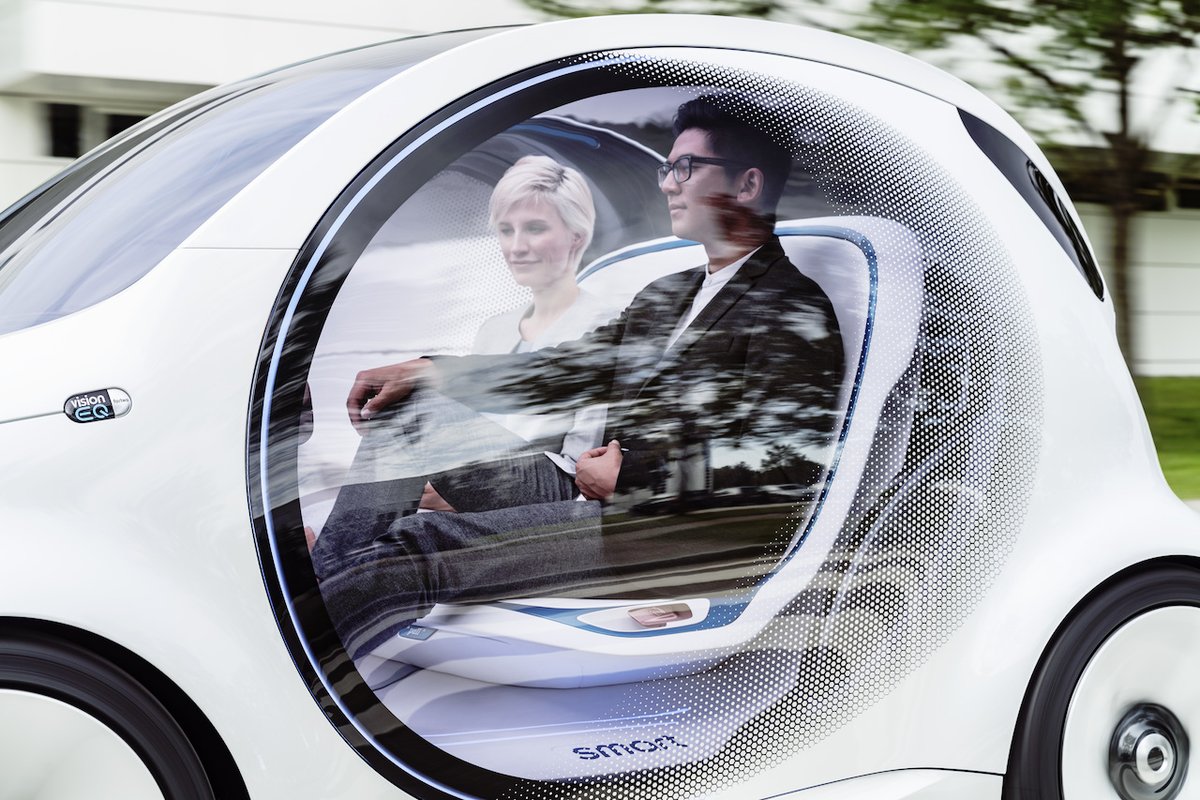 DaimlerTruck's tweet photo. The most radical car sharing concept car of all: Meet the smart vision EQ👉 fortwo https://t.co/gpVDBpnHjX #FutureOfMobility #EV #electriccar https://t.co/0BBkLiYwiH
