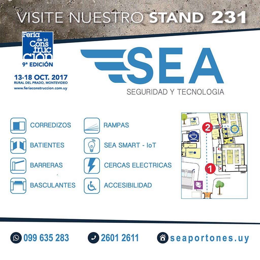 Seaportones's tweet photo. Hoy de 16 a 22 los esperamos en el Stand de la Feria de la Construcción. #feriadelaconstruccion2017 #portonesautoaticos  #Seaportones https://t.co/w6zIRW0uBF