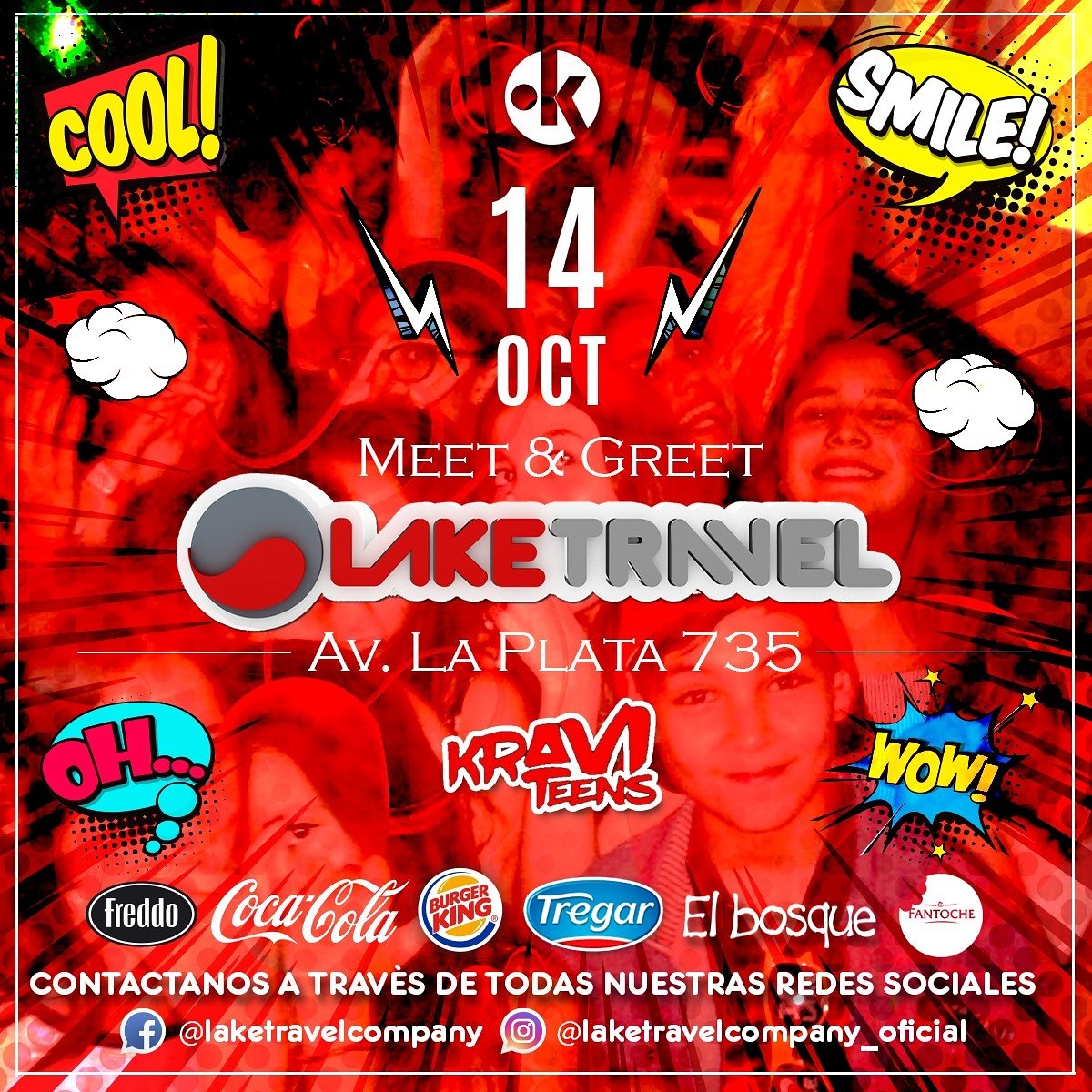 LakeTravelOK's tweet photo. #MeetAndGreetLake  "Kravi Teens"Av. La Plata 735. Los esperamos!!! #YoViajoConLakeTravel #TenesQueVivirlo https://t.co/FNAhjUmnXD