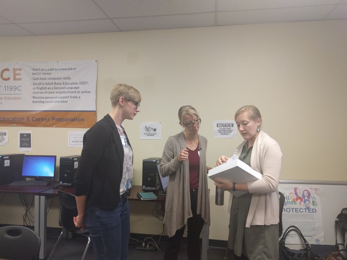 LSH_Adult_Ed's tweet photo. @LSHphilly Adult Ed. Prog. Coordinator, Jill getting ready to present at the 2017 #PHLTutorInstitute with tutors Tara and Lydia. #AdultEdu https://t.co/E9tyH6H6FZ