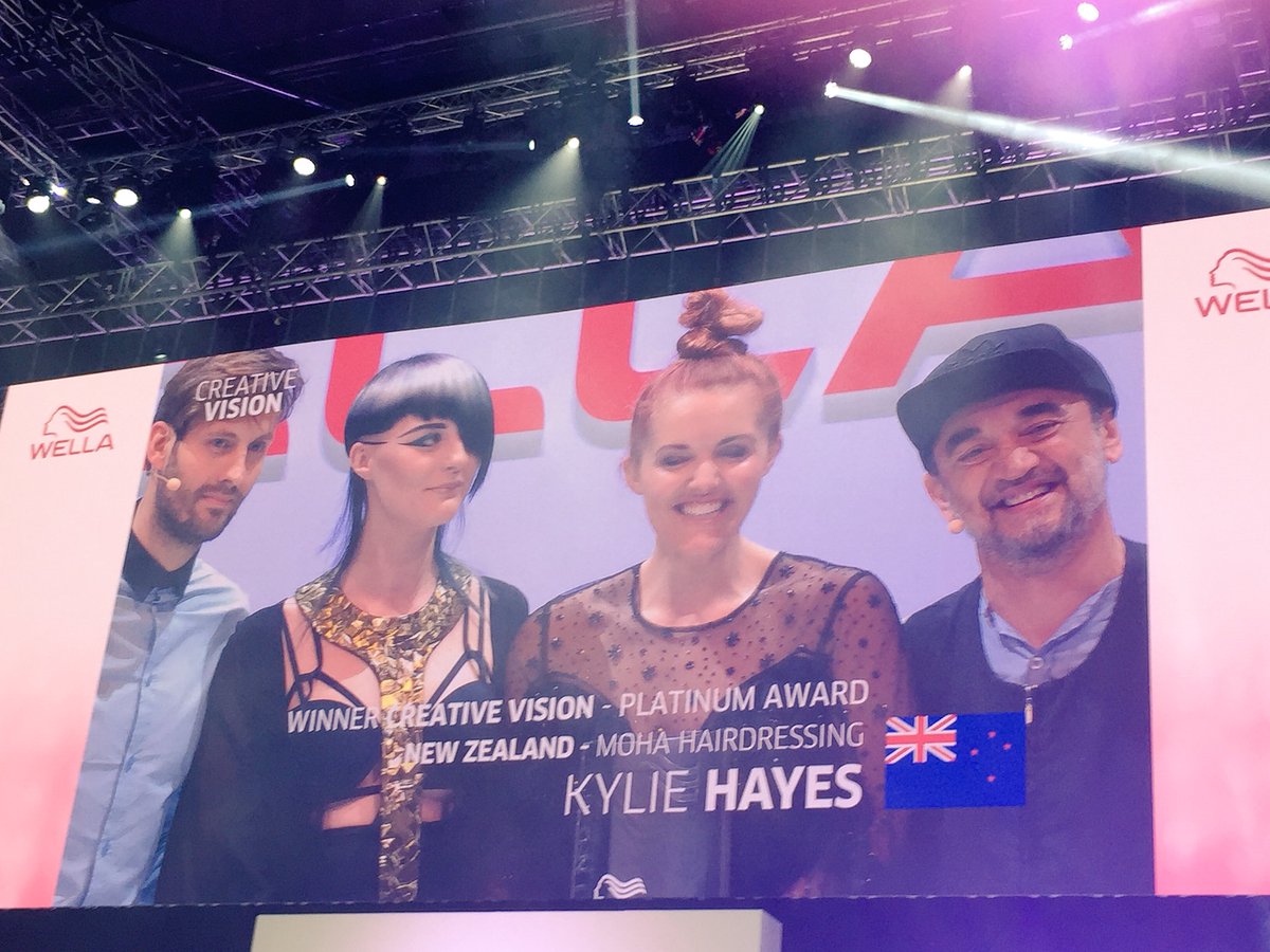 Salon_Magazine's tweet photo. New Zealand wins big -Platinum Colour & Platinum Creative! #trendvision2017 @wellahair #haircompetition https://t.co/gfsmpjS7ma