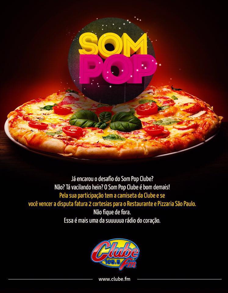 ClubeFmBrasilia's tweet photo. O #SomPop desta semana vai terminar em pizza! Literalmente. #ClubeFM https://t.co/aAKpBIYJQc