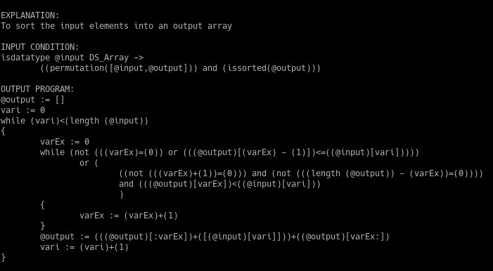 NakaCristo's tweet image. My #AI has just generated an insertion sort algorithm from the specification and a few simple lemmas. #programsynthesis