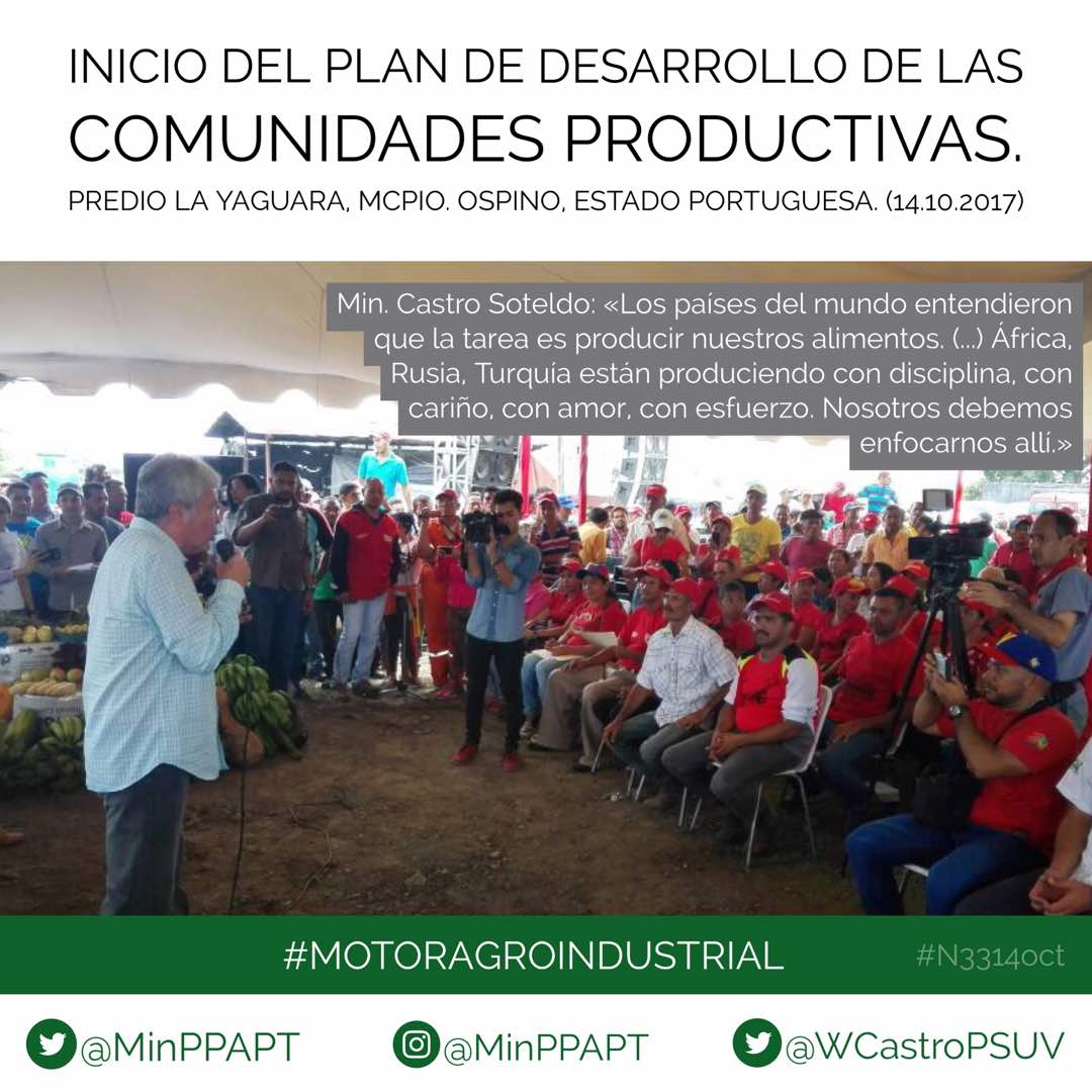 ronald_s's tweet photo. Min @wcastroPSUV y el Pdte de @Agrosur_Vzla Vicealmirante @CastanedaRivas dan inicio al Plan de Desarrollo de las Comunidades Productivas https://t.co/l8bTaeAlBV