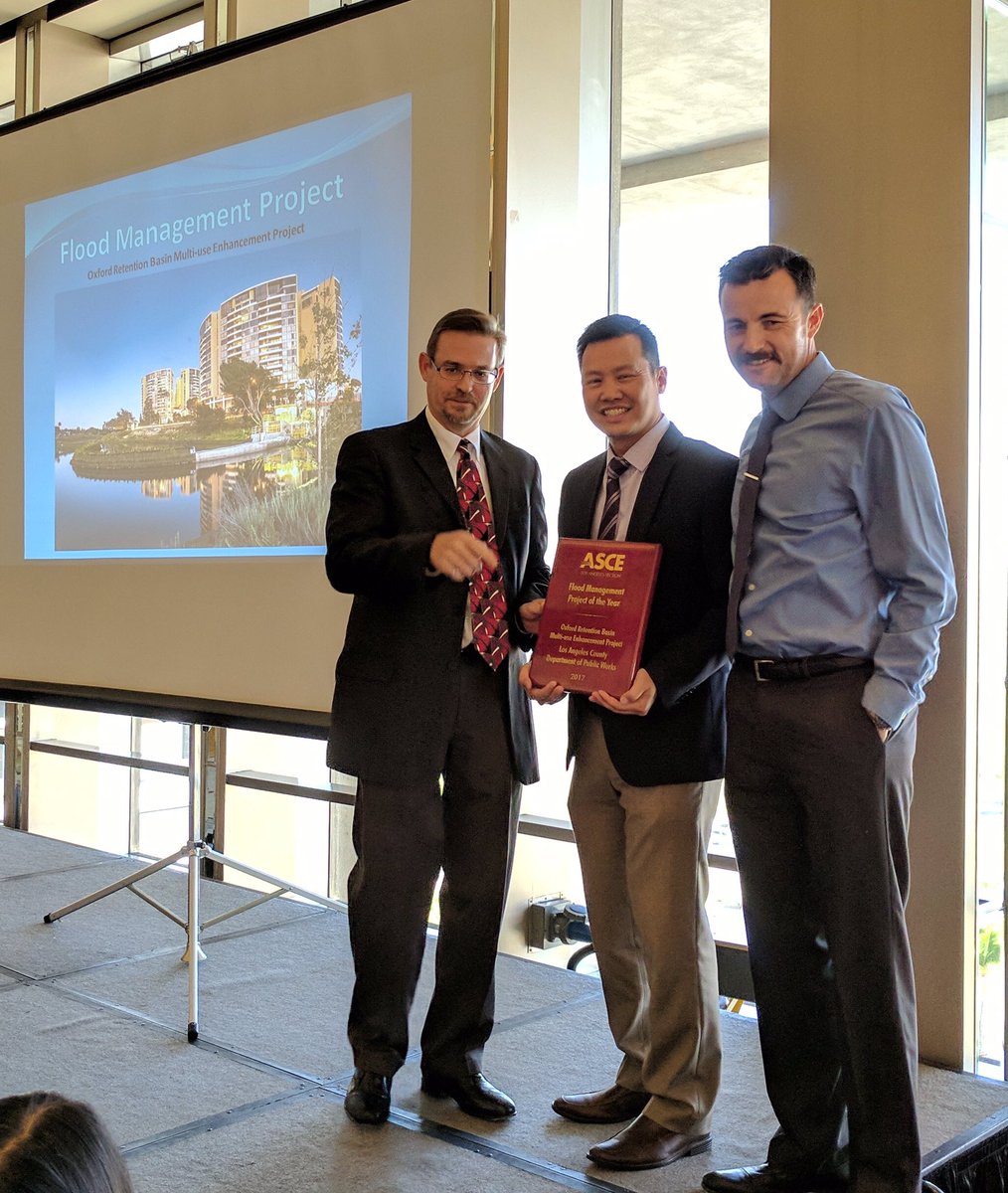 LADPWCharlesC's tweet photo. @LACoPublicWorks receive the ASCE LA Section Flood Management Project of the Year for Oxford Retention Basin Multi-use Enhancement Project! https://t.co/EA8IAuVf4e