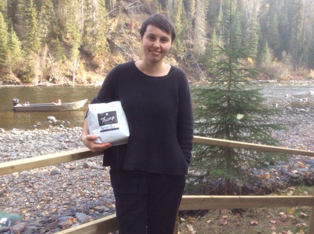 Thump Fundraising coffee on the Babine River keeping our partners at the Native Fish Society perked up! Support here thumpcoffee.com/native-fish-so…