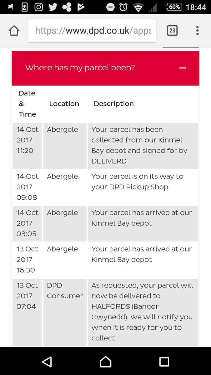 FionaFach's tweet photo. @DPD_UK so... Where's my parcel then...? 😢 https://t.co/dGnOzGSIPW
