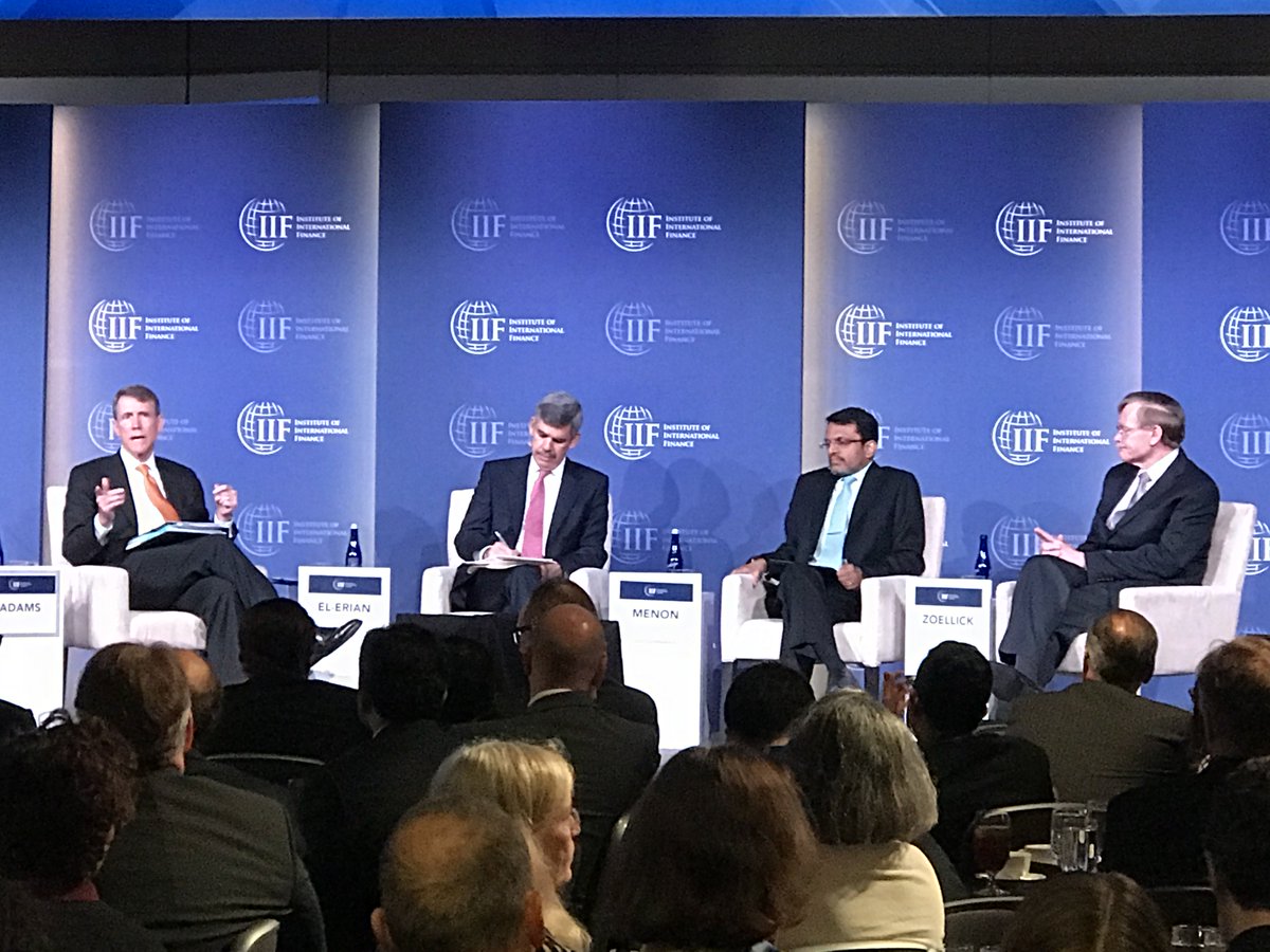 IIF's tweet photo. .@timothydadams tackles big issues in our Big Think lunch panel with @elerianm Ravi Menon @MAS_sg and Robert Zoellick. #iifdc https://t.co/b3SB9dXqaw