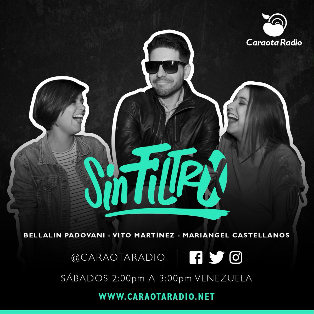 vitomartinez_'s tweet photo. Vamos al aire en #SinFiltro junto @mariangelll y @Bellapado por @CaraotaRadio hoy hablando sobre "Hombres con Brassier" 🎧🌱 #VirtualmenteReal https://t.co/ck2yJlaXmi