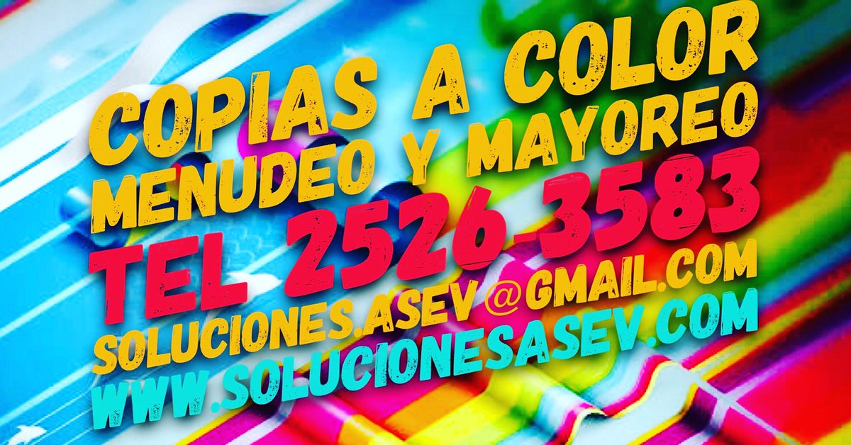 soluciones_asev's tweet photo. Ven a Soluciones ASEV y dale color a tus ideas! #solucionesasev #dalecoloratusideas #mty #copias #centrodecopiado #tabloide #imprenta
๐๐๐๐๐ https://t.co/az5Madb1nu