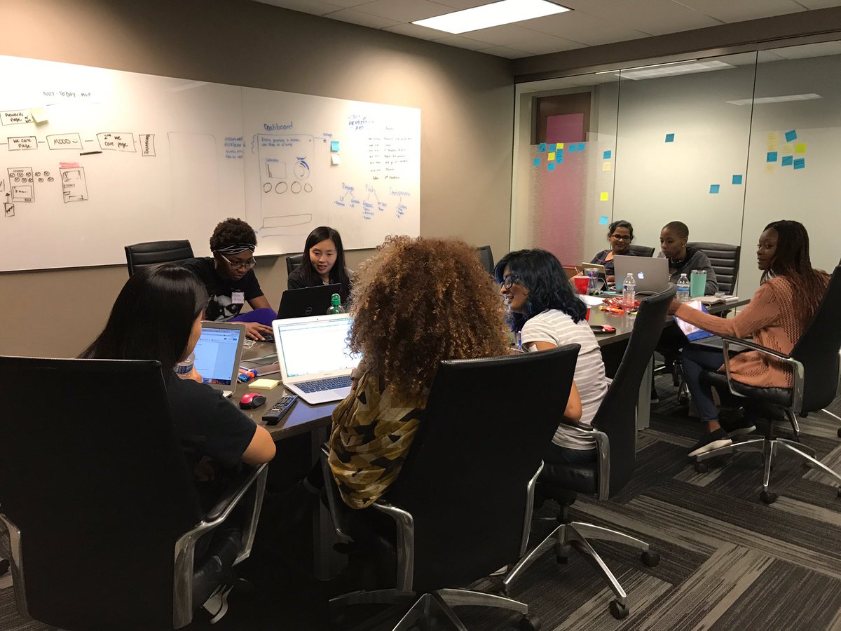 WWCAtl's tweet photo. The @WWCAtl teams are hard at work building their apps! #wwchackatl #womenintech #atlanta #tech #hackathon #goteams https://t.co/XmzgOMiuW0