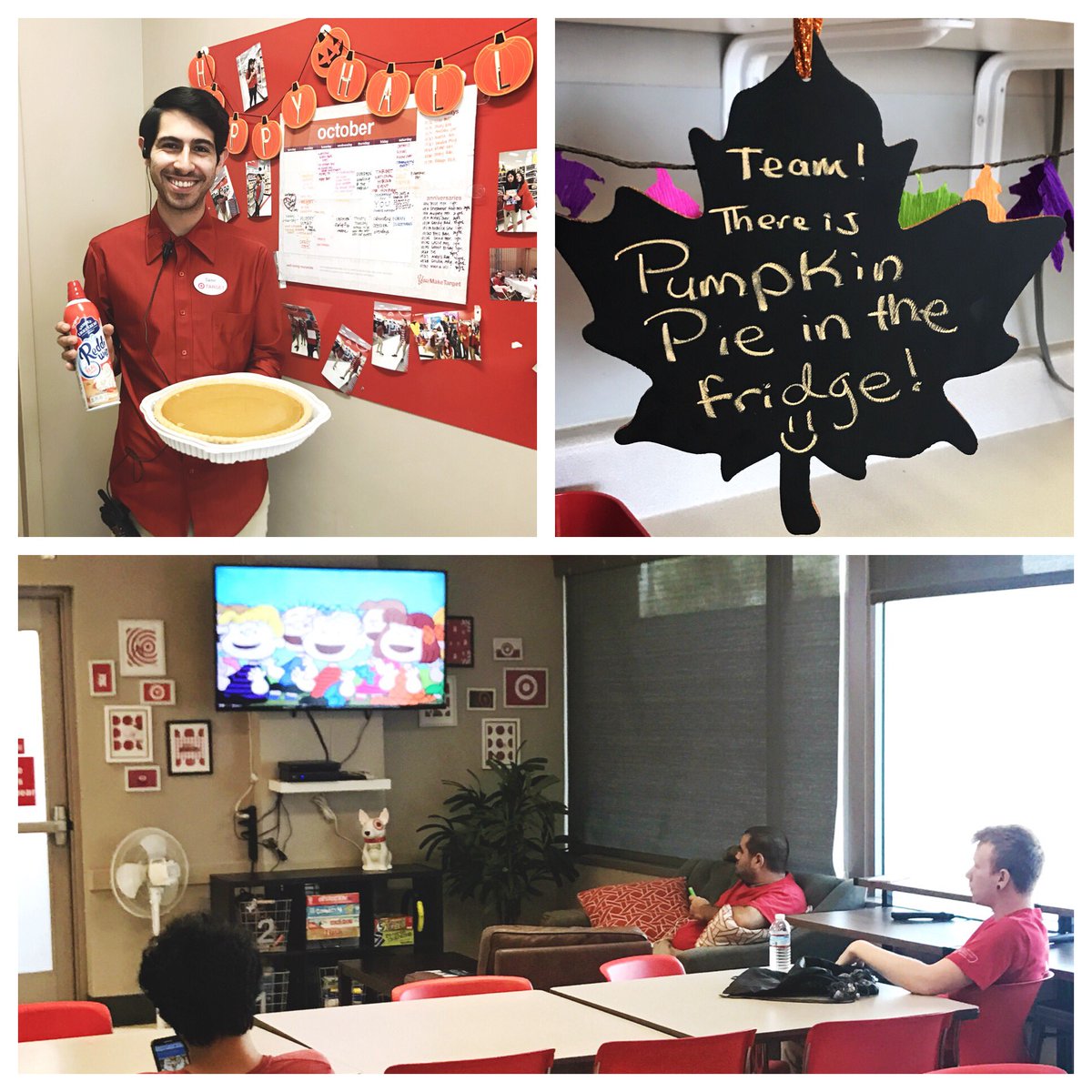It's the Great Pumpkin (Pie) Charlie Brown Day! HR TM Samir is serving slices for the team! <a href="/KristenBathan/">Kristen</a> <a href="/vcbmunoz/">Vanessa Munoz</a> <a href="/MrsJamieBlanco/">Jamie Blanco</a>