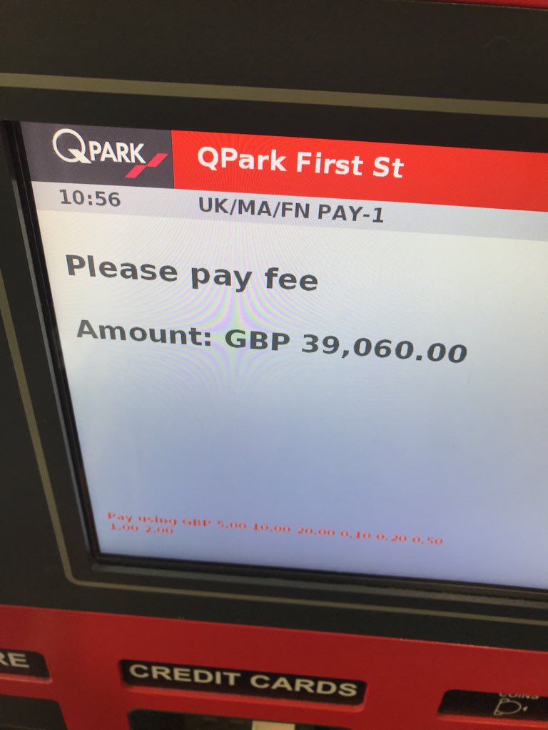 fieldtheshield's tweet photo. @QPark_UK I know parking in Manchester is pricey nowadays, but I didn’t think 24hrs would set me back quite so much! 😳 #ModernTechnologyWoes https://t.co/ir7EN9D0tm