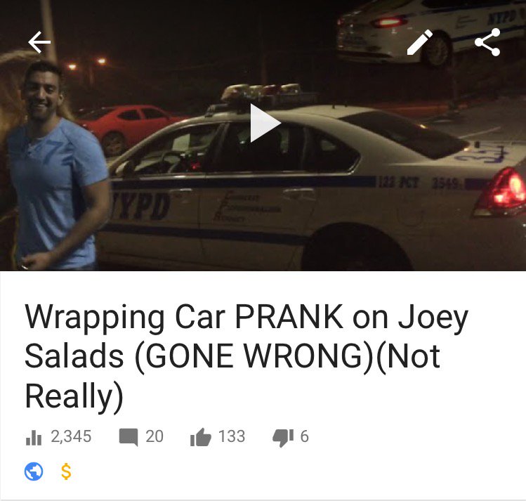 YouTube dislikes <a href="/JoeySalads/">Joey Salads</a> so much they demonetized our prank on him that is so harmless and "kid friendly"