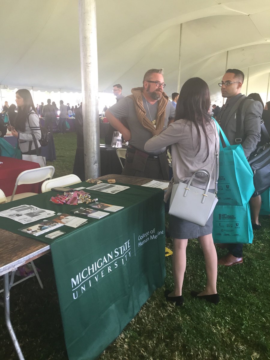 MSUMDAdmissions's tweet photo. Dr. Maurer and admissions staff are eager to meet you today at the @UCDPreHealth fair! #UCDPHC2017 #SpartanMD https://t.co/p0BY5Y65yr