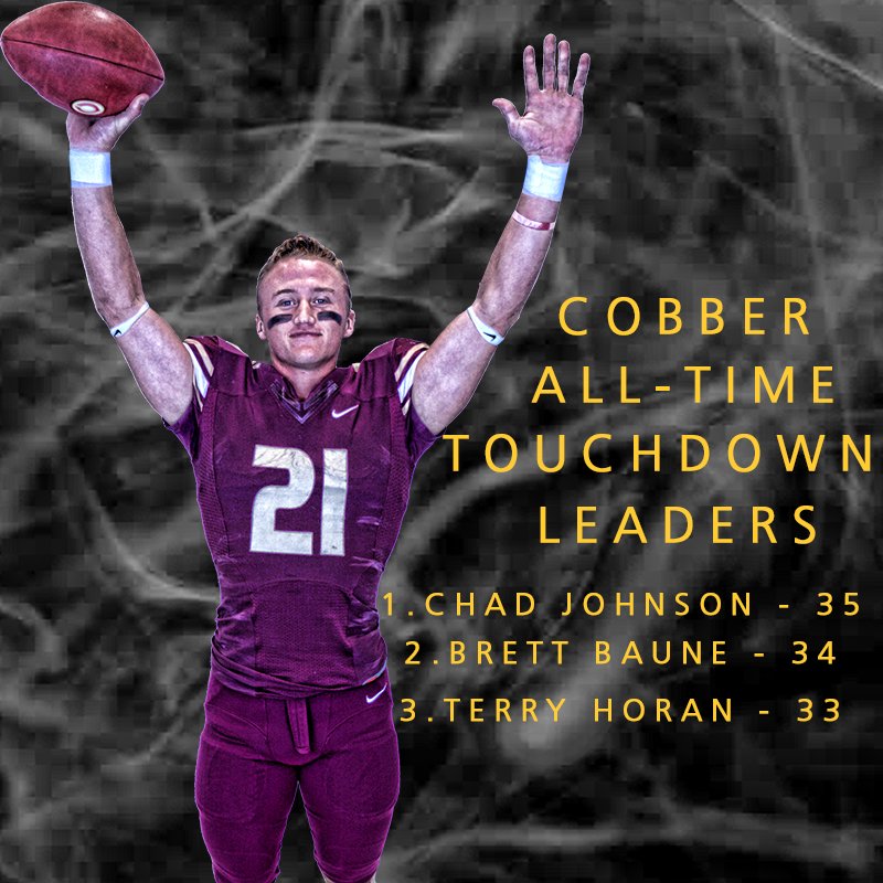 RECORD BREAKER! Chad Johnson scores from 6-yards out &amp; is now the <a href="/Cobber_Football/">Cobber Football</a> all-time touchdown 👑!! #HesGood