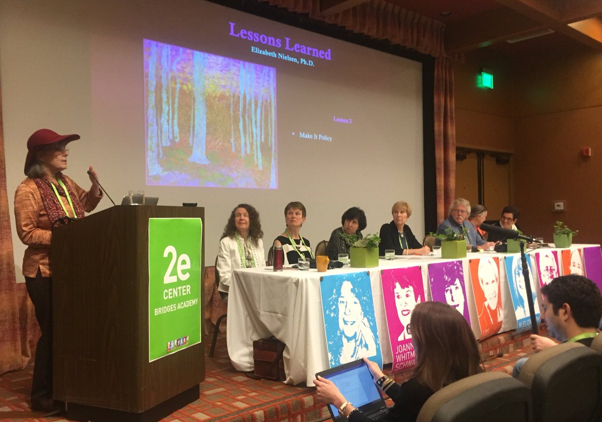 Dr. M. Elizabeth Neilsen on supports for #twiceexceptional kids: "Make it policy." #2eSymposium17 #2ekids <a href="/BRIDGESdotEDU/">Bridges Academy</a>