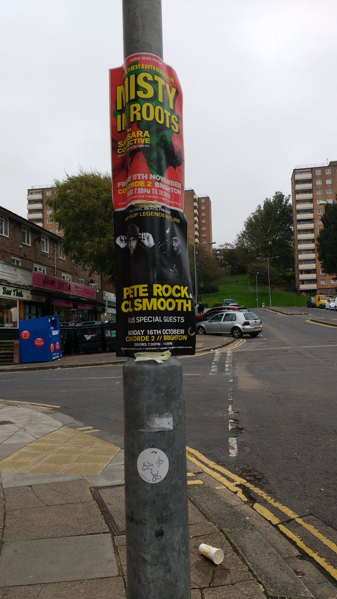 LondonRoadLAT's tweet photo. These guys seem to leave a trail of illegal and unsightly #flyposting wherever they go. @concorde_2  can you assist at all? @MistyInRootsUK https://t.co/vS1BQ58wOM