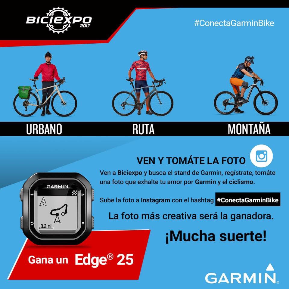 GarminMexico's tweet photo. ¡PARTICIPA PARA GANAR UN EDGE 25! 
1.Visita @BiciExpoOficial 
2.Regístrate 
3. Tomate una foto 
4.Súbela con el hashtag #ConectaGarminBike https://t.co/yzkOORD6aC