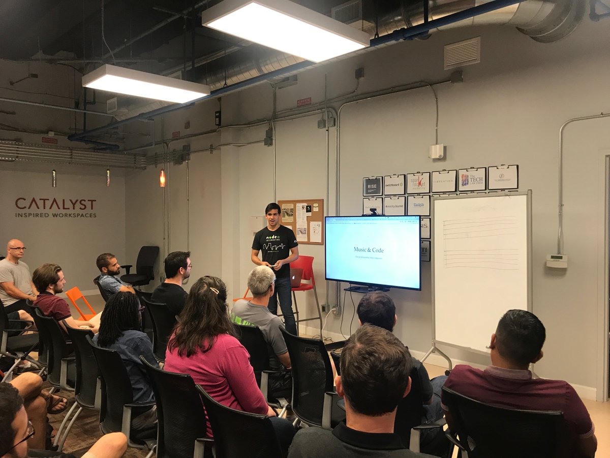 CatalystStartup's tweet photo. @davidkpiano @Microsoft on Music and Code: "I don't have any more slides" #OTW17 #OrlandoTechWeek Tech Talks @CatalystSpaces https://t.co/cYyeKsa8fO