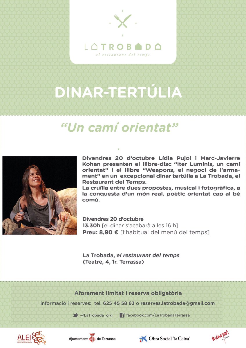 El pròxim div 20, no hi podeu faltar! La Lidia Pujol ens presenta el seu llibre-disc "Iter Luminis, un camí orientat".