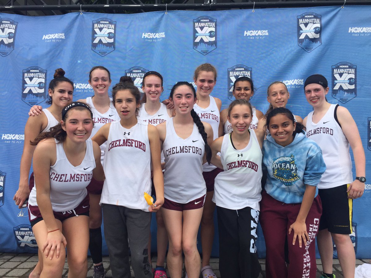 Chelmsford girls xc at Manhattan Invitational. Julianne Clark finishes 5th in freshman race.