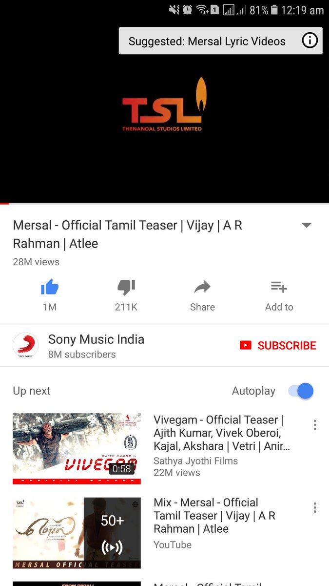 SafithAjm's tweet photo. #Mersal teaser 1M views https://t.co/02qYwSAjXq