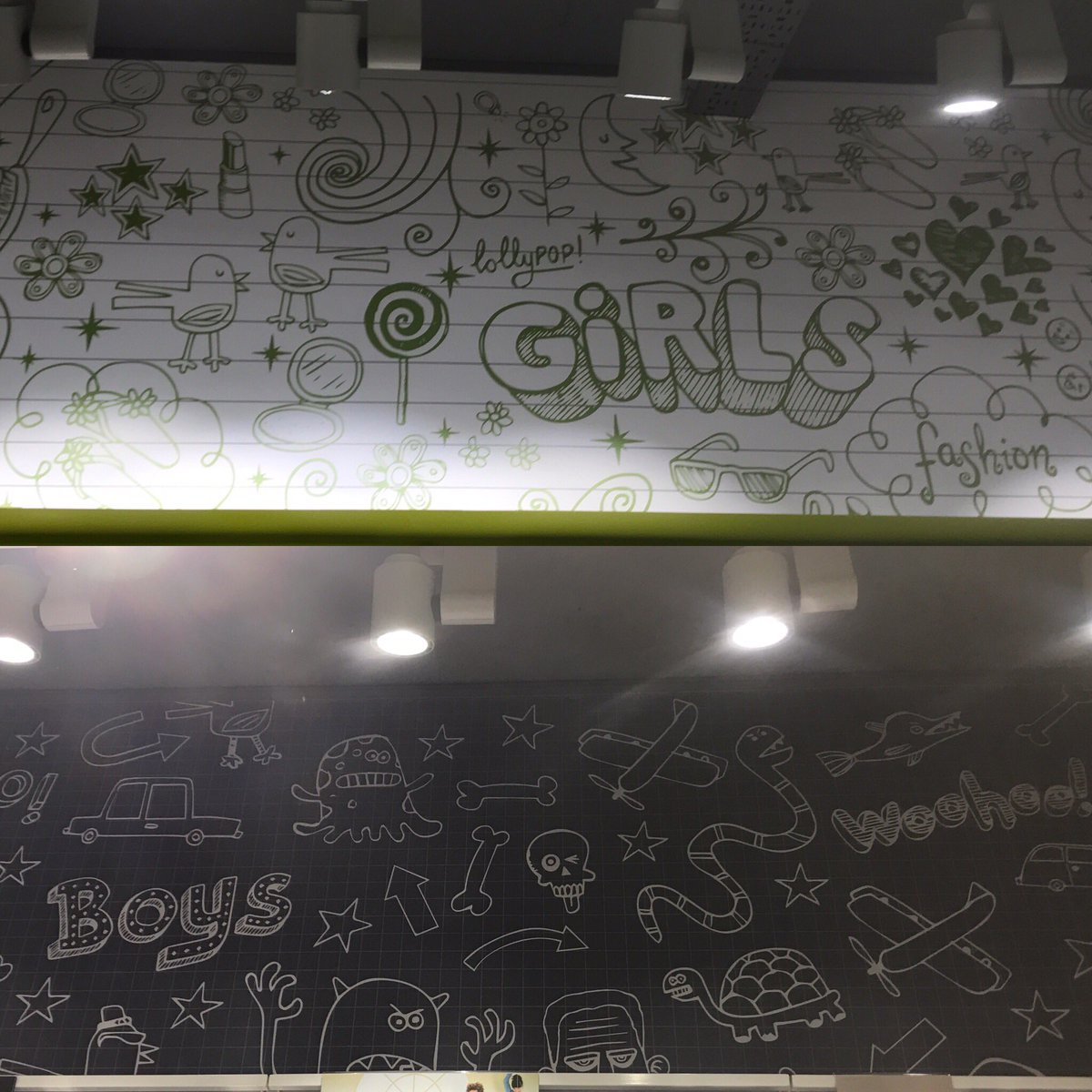 Spotted this in <a href="/schuh/">schuh</a> kids store today. What's with the gendered wall art? For girls it's fashion and makeup but boys get rockets? #notcool