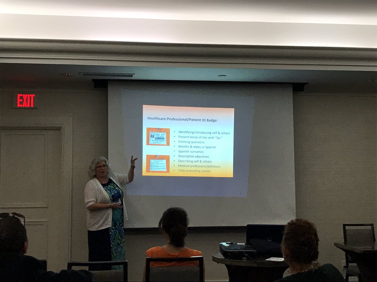 ProfeEdTech's tweet photo. @mjosey1 rocking it at #FFLA17 speaking about medical Spanish class @FLForLanguages #FFLA https://t.co/zJDj2MUsAR