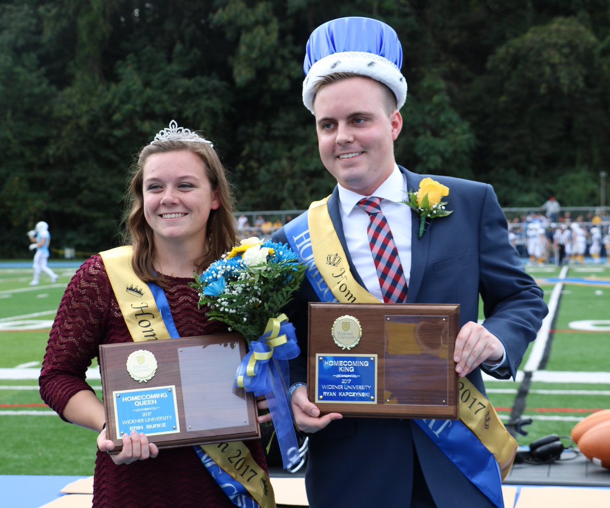 We are so happy to introduce 2017 Homecoming King Ryan Kapczynski and Queen Erin Burke. #HomeatWU #WidenerPride