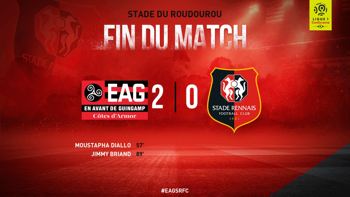 InFulbito's tweet photo. #Ligue1 #Guingamp 2-0 #Rennes (Diallo 57', Briand 89'). https://t.co/MOnPcJy2xV