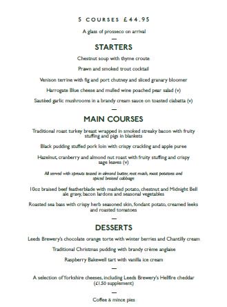 Forget the all the stress of cooking Christmas dinner this year and let us take care of it for you. Book now for our 5 course Christmas Day menu, #ChristmasIsComing #ChristmasDinner