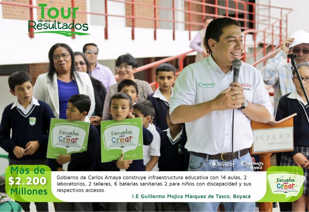 SecEducacionBoy's tweet photo. #TourDeLosResultados en Tasco con #ObrasConcretas en I.E Guillermo Mojica Gob. @CarlosAmayaR sigue cumpliéndole a la educación de #Boyacá https://t.co/gpvYzhya7m