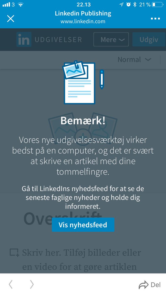 missmunter's tweet photo. Husker skam stadig den dag @LinkedIn påstod, at NU udviklede de til #MobileFirst! 🤔#linkedindk #smdk #linkedinpublishing https://t.co/wAgZuK9p79