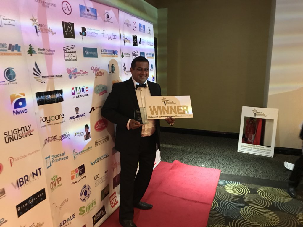 Epic_Invest's tweet photo. What a beautiful winner, our brother Paresh Parmar #MBCCA17 @MidlandsAwards https://t.co/1qaJrsfM5R