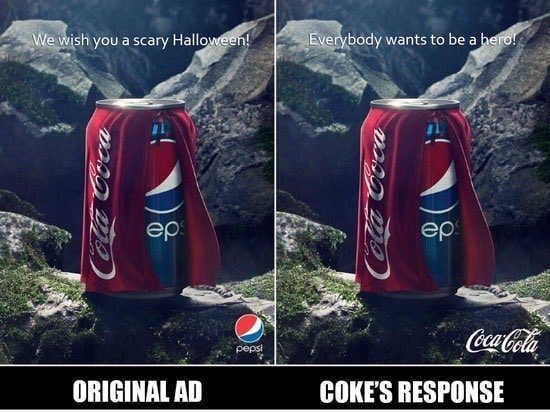 Multitrix's tweet image. The feud between @pepsi and @CocaCola is entertaining to watch, really makes me laugh!
#Buildingabrand #ads #brandwars #marketing