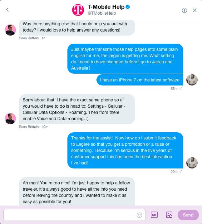 MBenzmiller's tweet photo. @JohnLegere Ya boy Sean Brittain in CSR should be teaching others. Of all my interactions, his ability to connect and help was the best!! https://t.co/vEL6U7fEw2