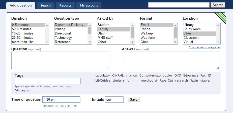 bibliotecaron's tweet photo. Tracking reference questions with Gimlet https://t.co/hx92yKFA5a #MUEmTech https://t.co/c5F446E71b