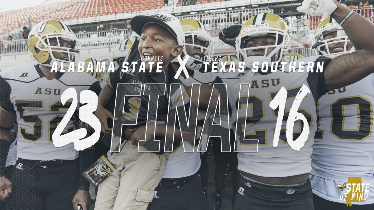 BamaStateFB's tweet photo. Final from Houston ✊🏾 #STATEofMind #MyASU https://t.co/DUibP9Yyfn