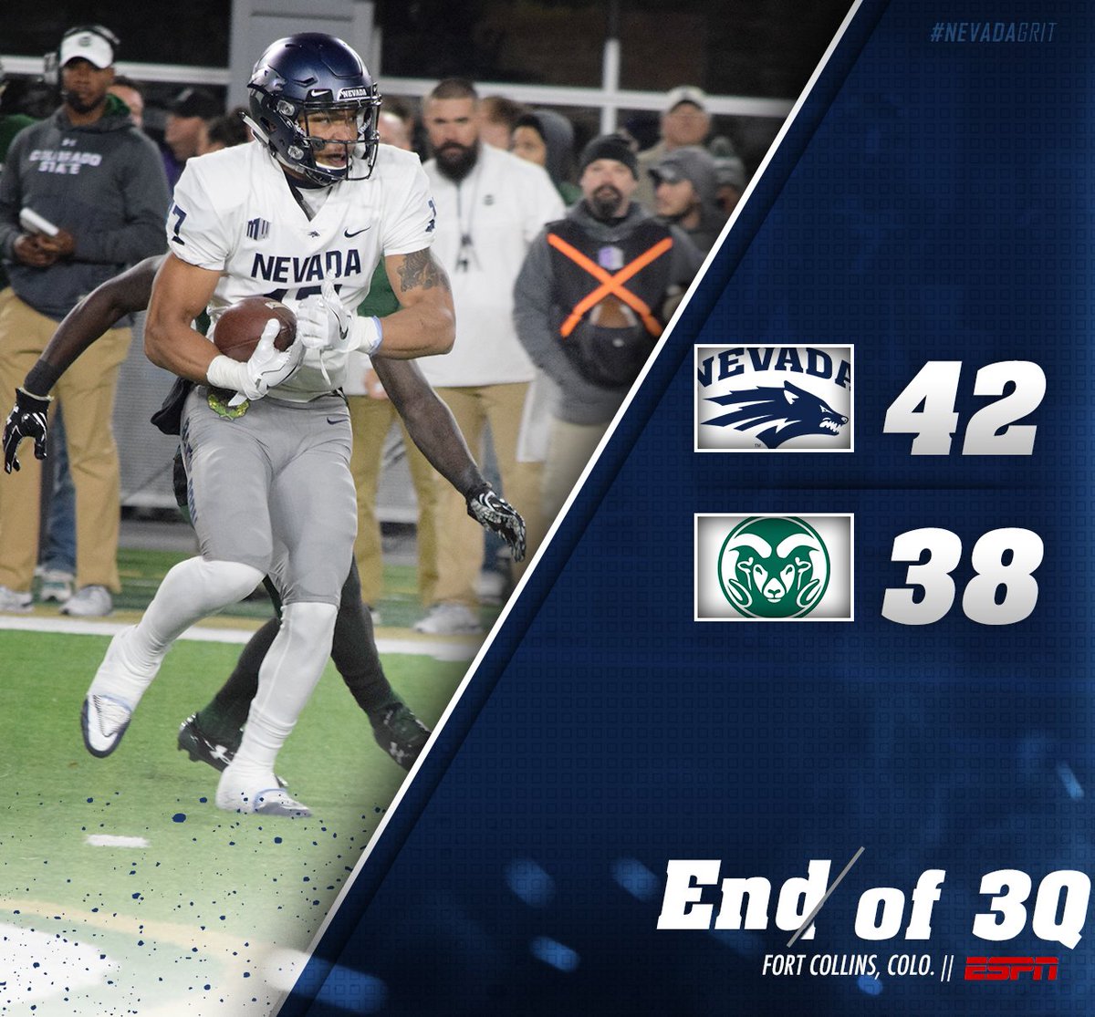 NevadaFootball's tweet photo. RT if you're still with us and are excited for this finish! #BattleBorn #NevadaGrit https://t.co/tSb5j7fiwn