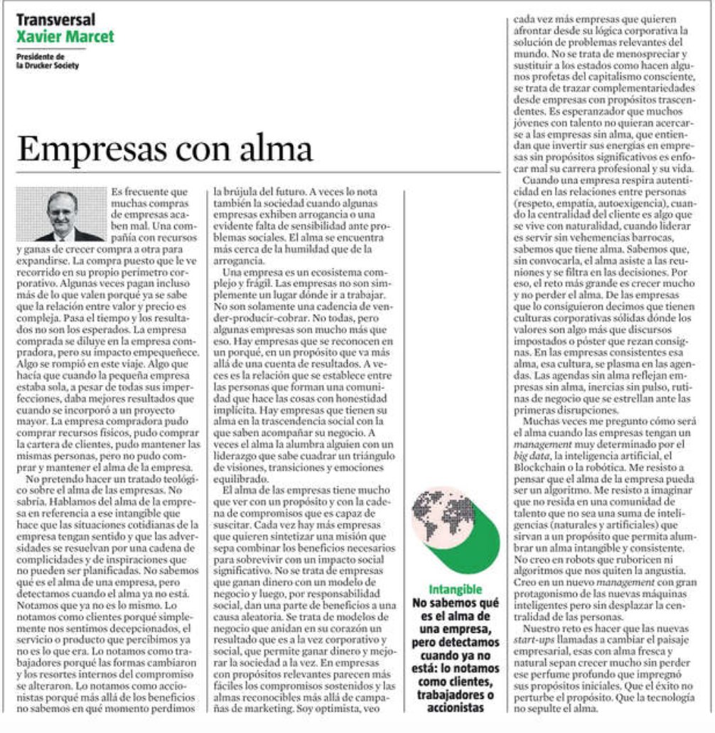 XavierMarcet's tweet photo. Empresas con alma. Mi artículo de hoy en @LaVanguardia 
https://t.co/6EJDVfY0zs https://t.co/wDVg63zsSd