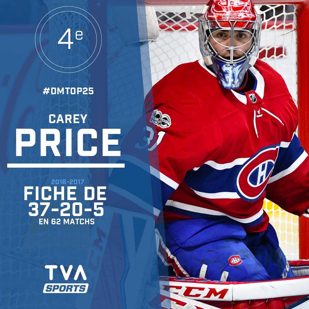 TVASports's tweet photo. À VOIR | Carey Price, 4e meilleur joueur de la LNH: https://t.co/DXrkGEIwA1 #DMtop25 https://t.co/oy6LFZ9nNy