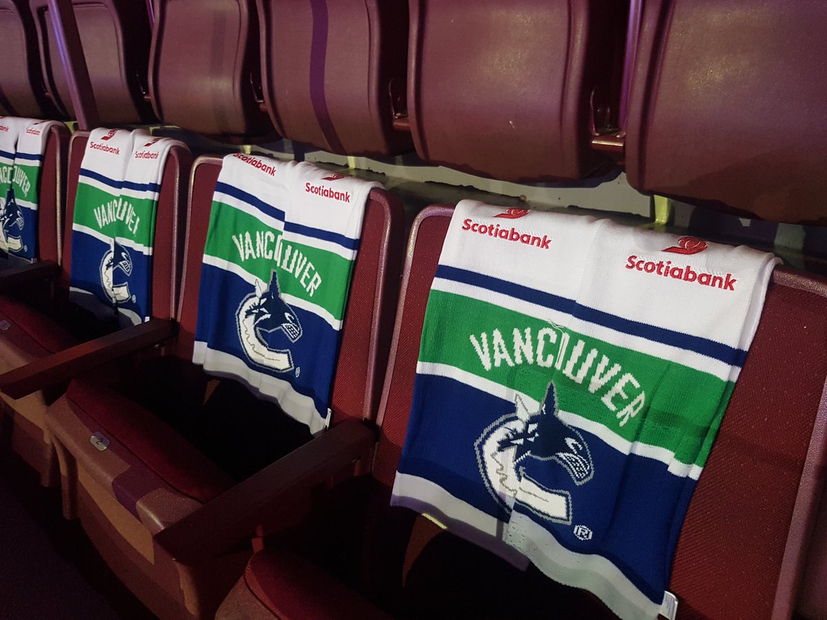 Canucks's tweet photo. .@Scotiabank is tonight's game sponsor and wants to celebrate by giving away these #Canucks scarves! RT for a chance to win. https://t.co/FFz7ydHbvW