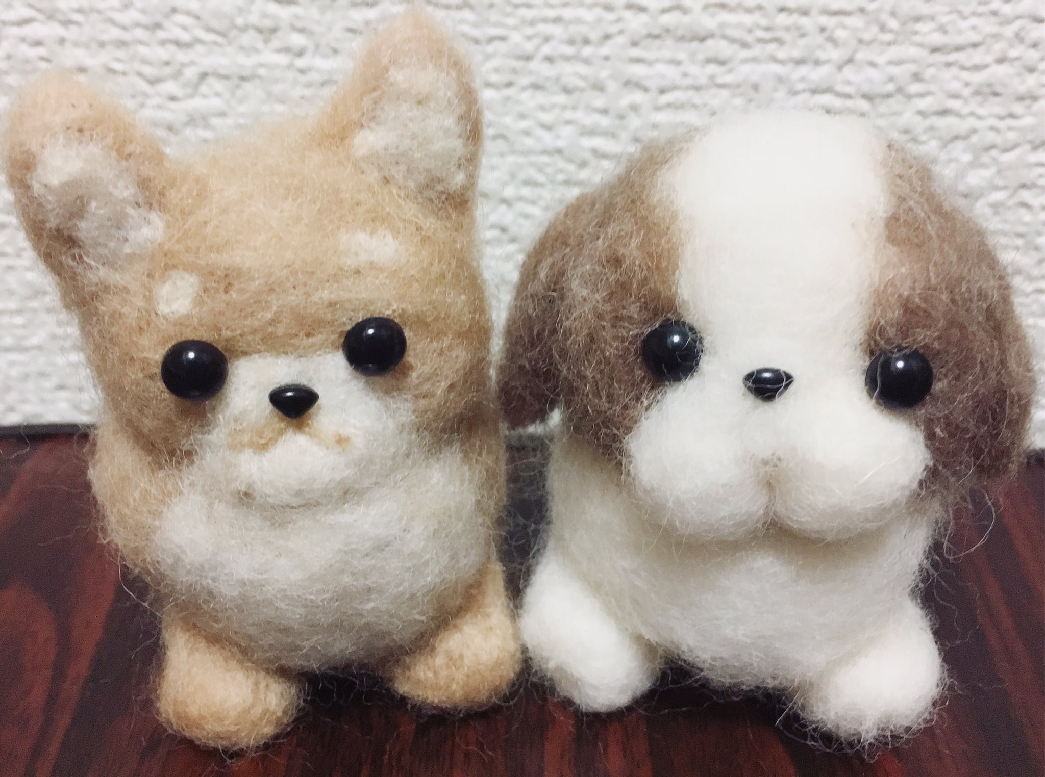 髙木夢乃 友達と羊毛フェルトに挑戦 左が友達作 右がわたし作 不器用な私に簡単な方を譲ってくれました 笑 何とか犬に見えるレベルには完成 問題は犬種なんですが 楽しかったから良しとします 笑笑 羊毛フェルト 犬 しば犬 シーズー