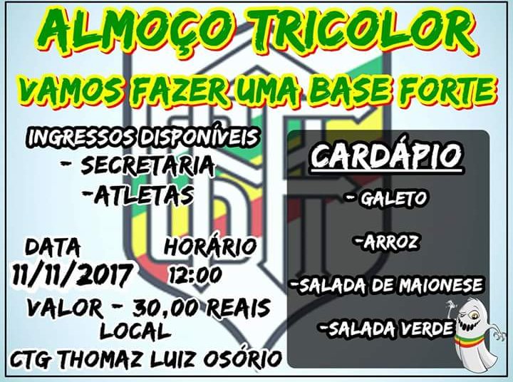 1935Cardeal's tweet photo. Almoço tricolor, ajude o @gafarroupilha a fazer uma base forte. #MeuFarroupilha 🔴💛💚! https://t.co/2ClYUHbDAp